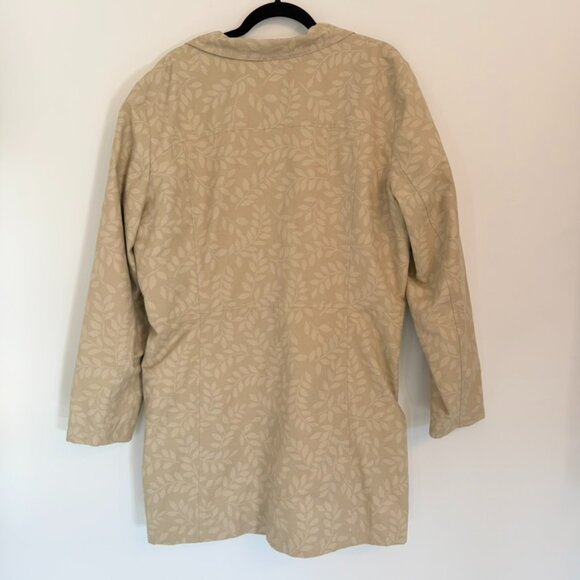 🌿 Eddie Bauer Women’s Beige Leaf Print Button Front Coat (Size XL) - Picture 6 of 6